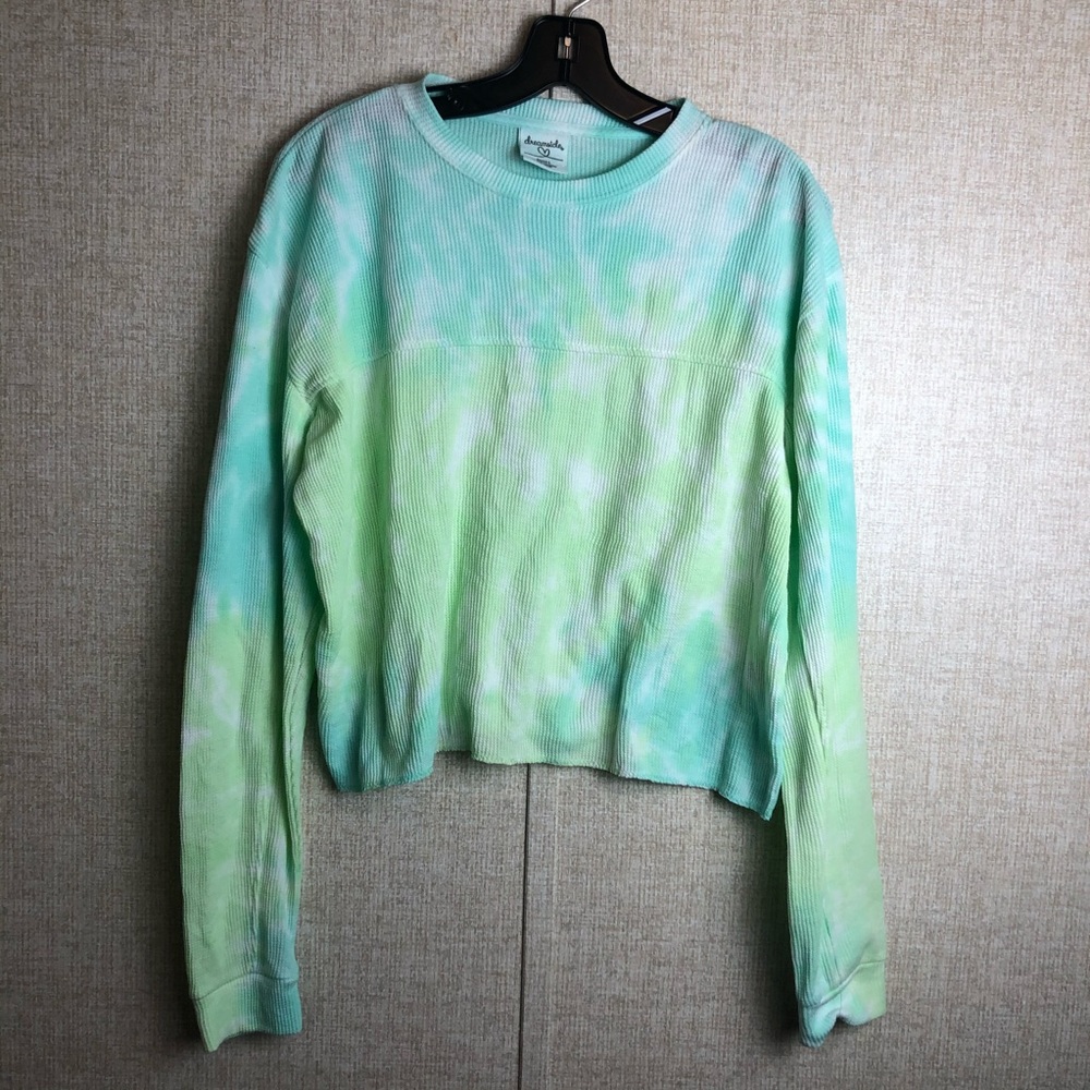 Junior’s Small Dreamsicle Waffle Knit Tie Dye Cropped Long Sleeve Shirt * NWOT *